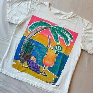 🌴 Vintage 80s Resort Tee CM Shapes Artist Print Tropical Sunset Single Stitch